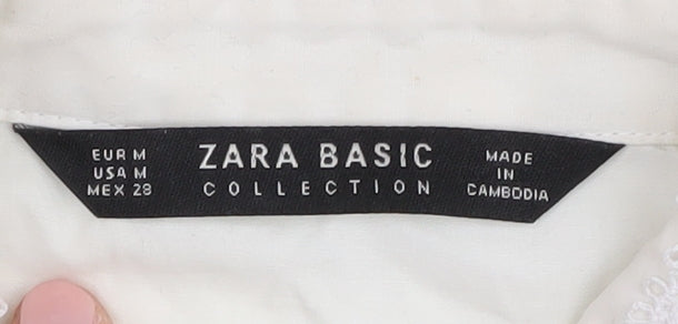 Zara Women's White Button-Up Shirt M