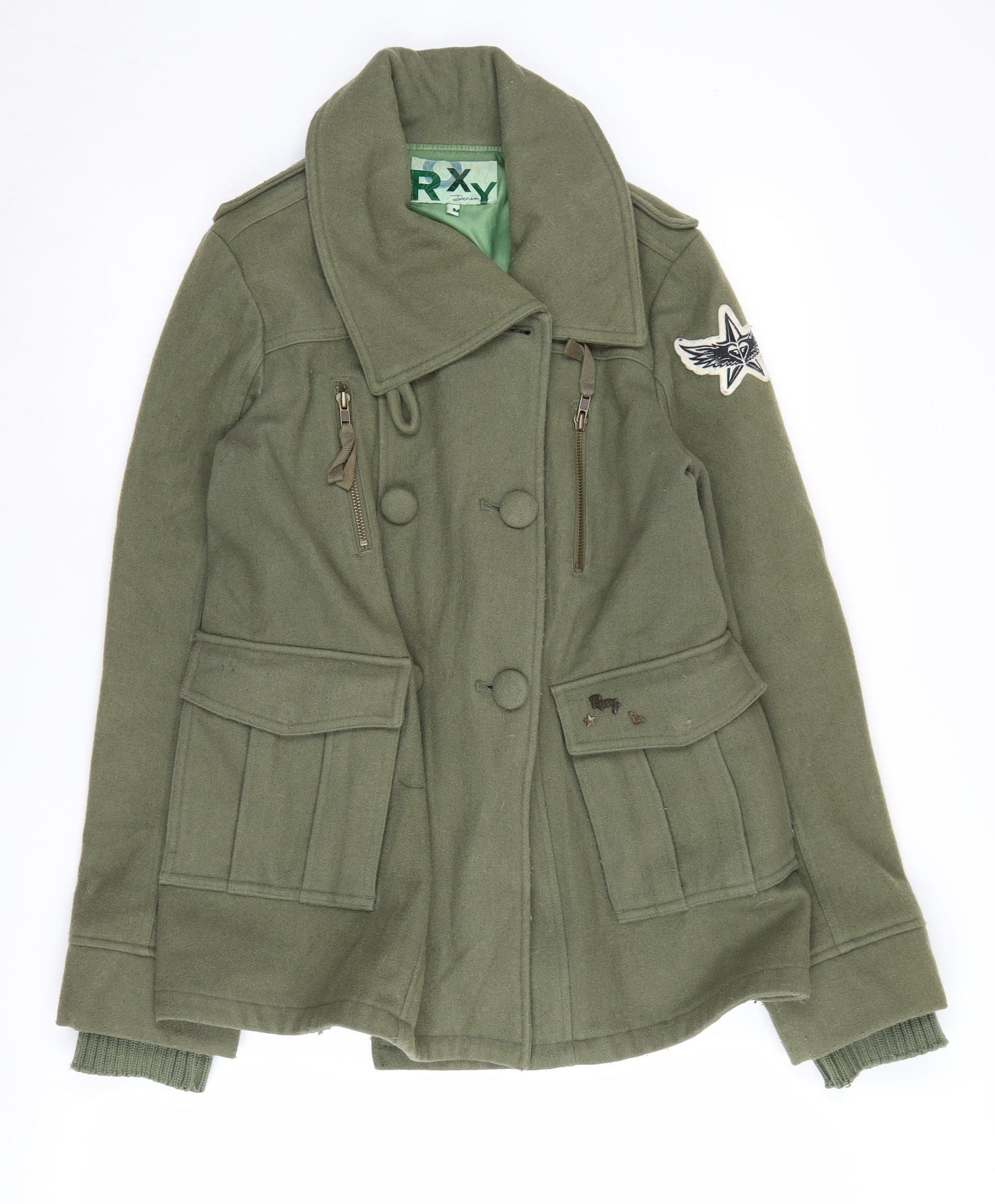 Roxy Women's Green Military Jacket, Size M, Autumn/Winter