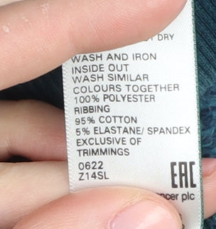 Marks and Spencer Green Fleece Full Zip Hoodie - Medium