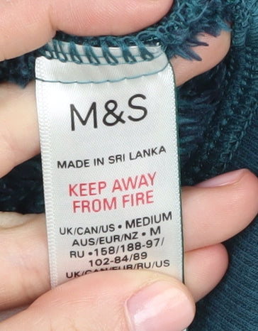 Marks and Spencer Green Fleece Full Zip Hoodie - Medium