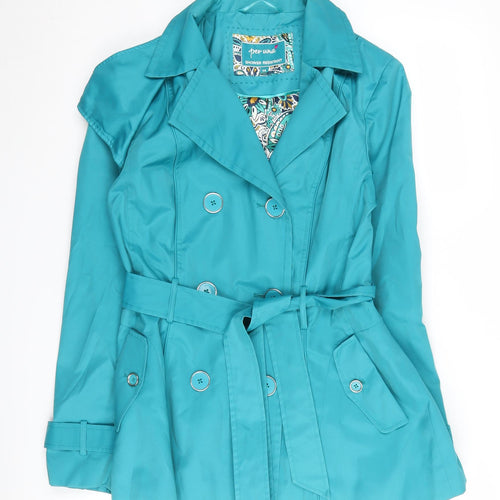 Per Una Women's Blue Mid-Length Trench Coat Size 14
