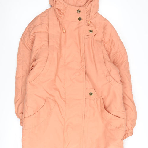 Classic Woman Pink Hooded Parka Coat Size 10