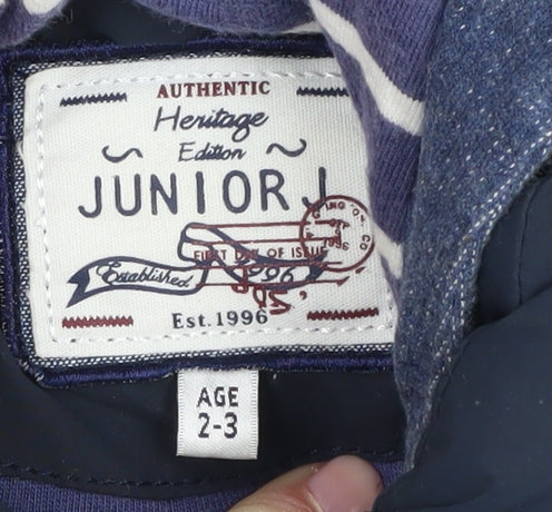 Junior J Boys' Blue Hooded Puffer Jacket 2-3Y