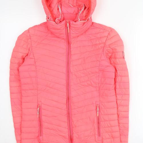 Superdry Women's Pink Puffer Jacket Medium Hooded