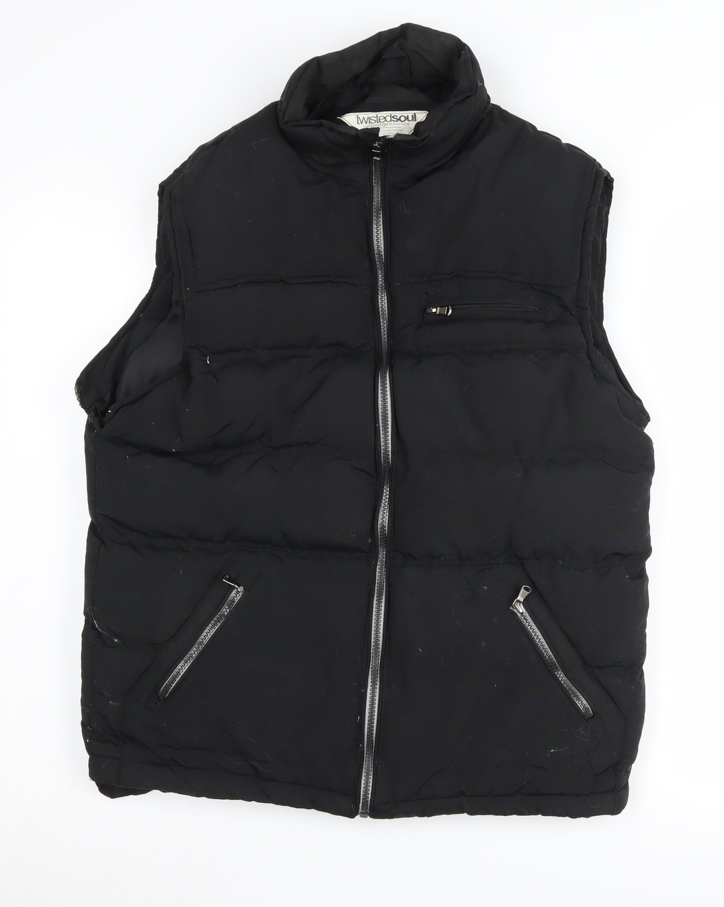 Twisted Soul Men's Black Medium Puffer Waistcoat