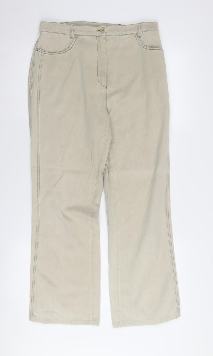 Viyella Women's Beige Cotton Petite Trousers, Size 10