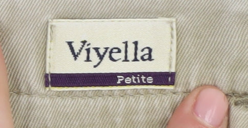 Viyella Women's Beige Cotton Petite Trousers, Size 10