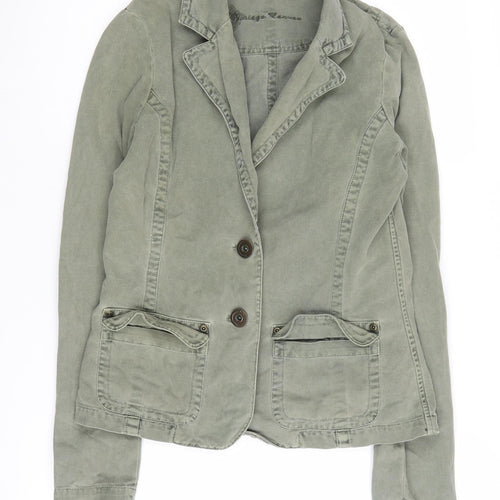 Vintage Blazer Women Olive Size 12, 100% Cotton, Retro Style