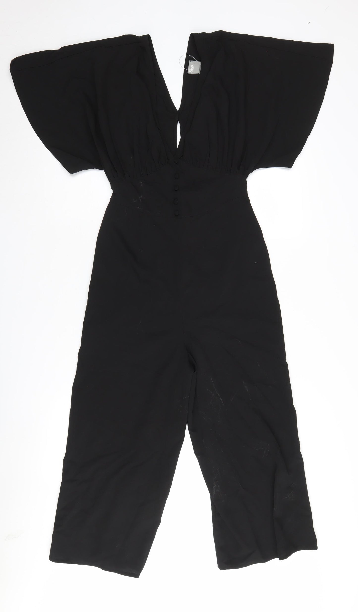 ASOS Women's Black Jumpsuit, UK 4, Wide-Leg, V-Neck