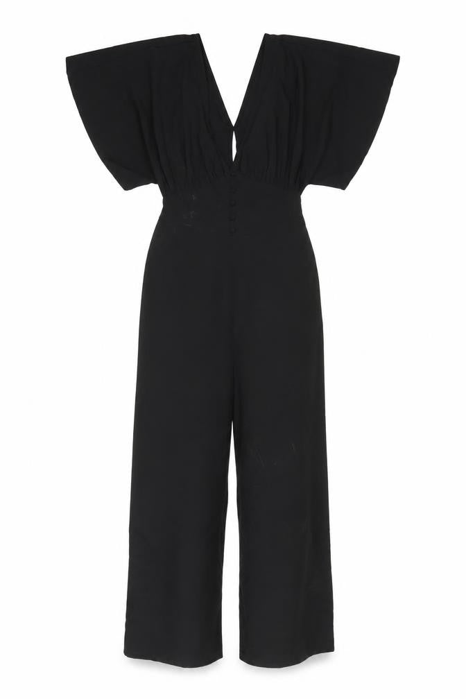 ASOS Women's Black Jumpsuit, UK 4, Wide-Leg, V-Neck