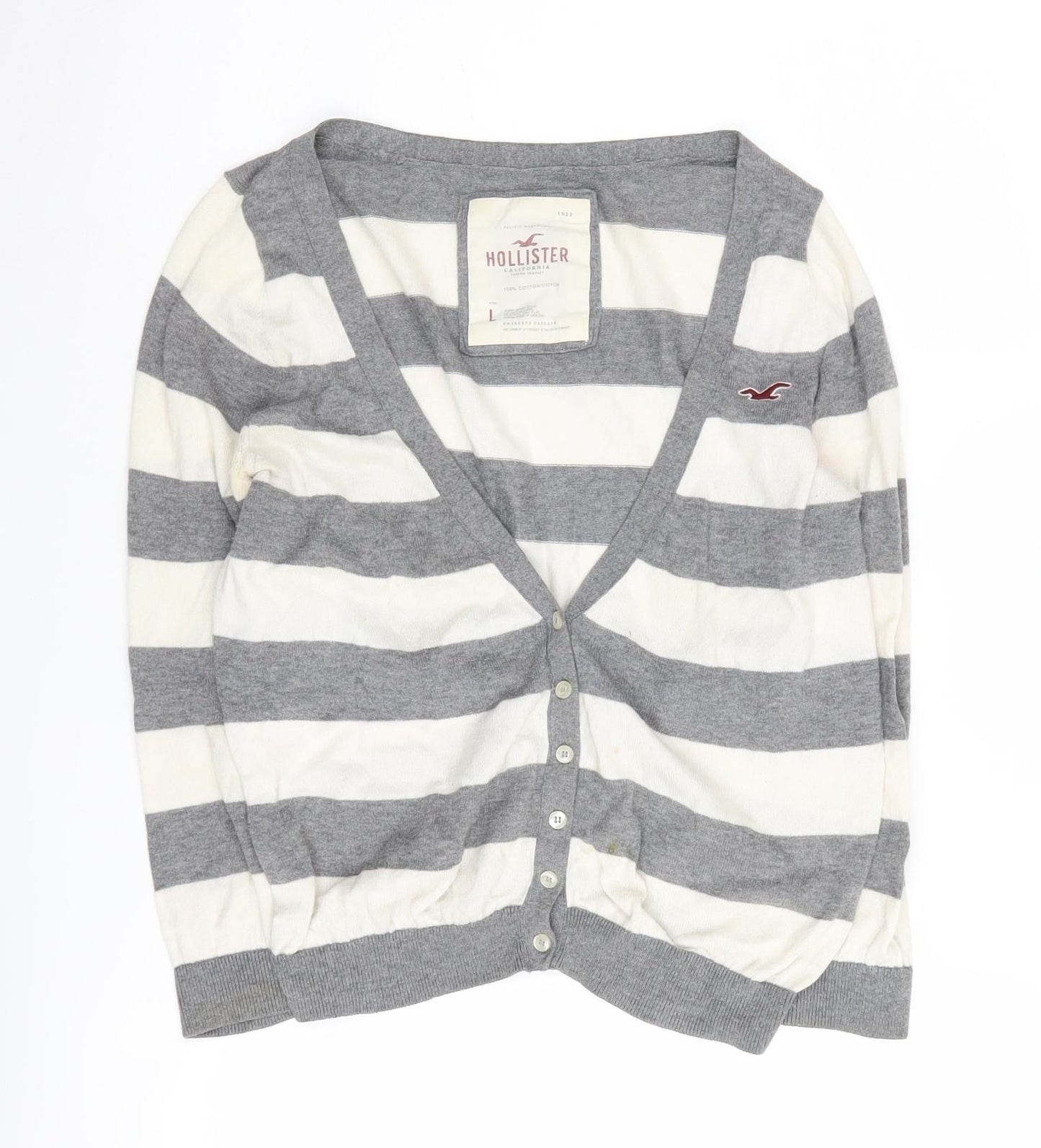 Hollister Women's Grey L Striped Cardigan