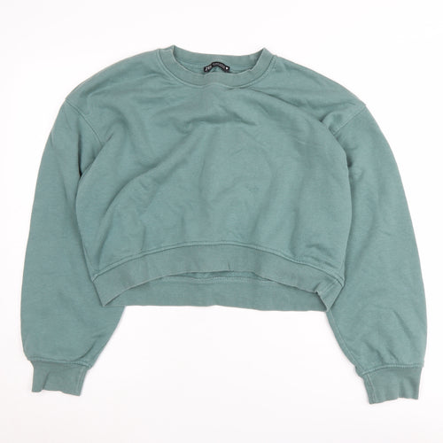 Zara Women's Green Pullover Sweatshirt M