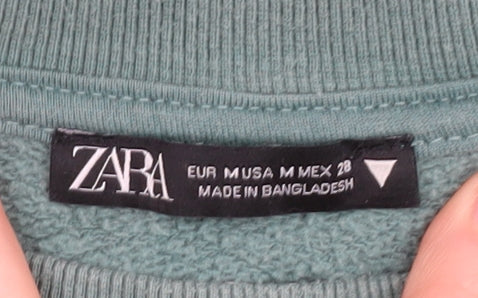 Zara Women's Green Pullover Sweatshirt M