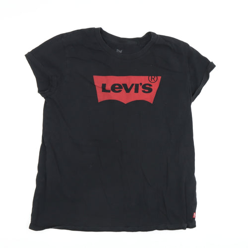 Levi's Women's Black Cotton T-Shirt, Crew Neck, Size S
