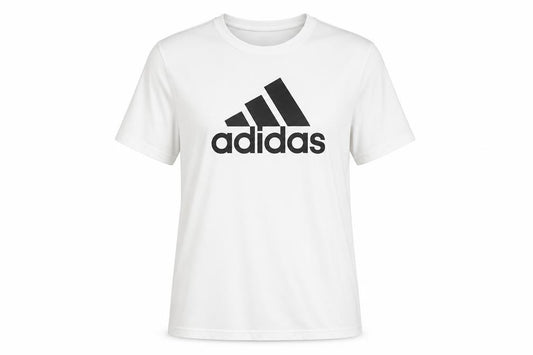 Front view of Adidas unisex white s basic t-shirt gymwear