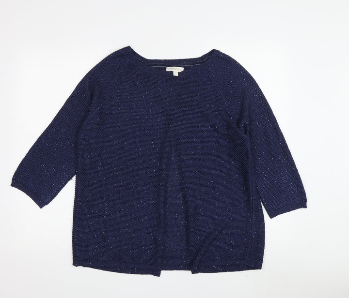 Monsoon Women's Blue Knit Pullover Jumper, M, 3/4 Sleeve