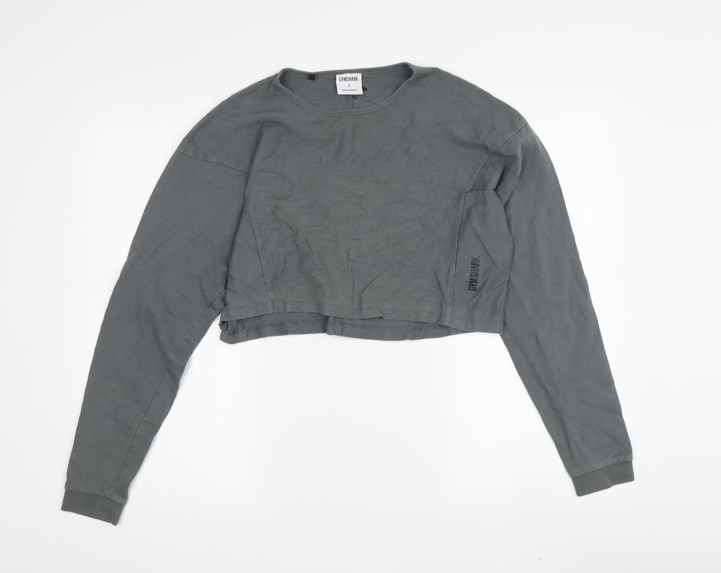 Gymshark Women's Grey Cropped T-Shirt, Size S