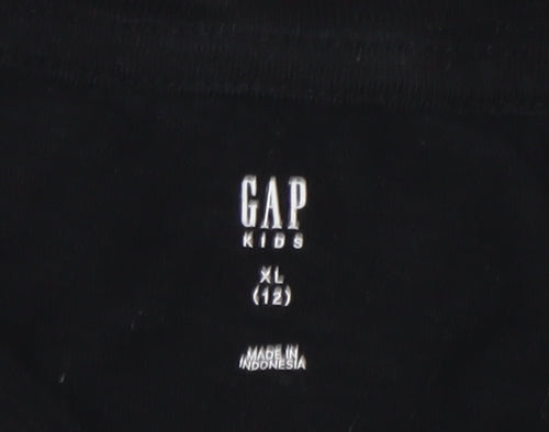 GAP Boys Black Basic Cotton T-Shirt, Size 12 Years
