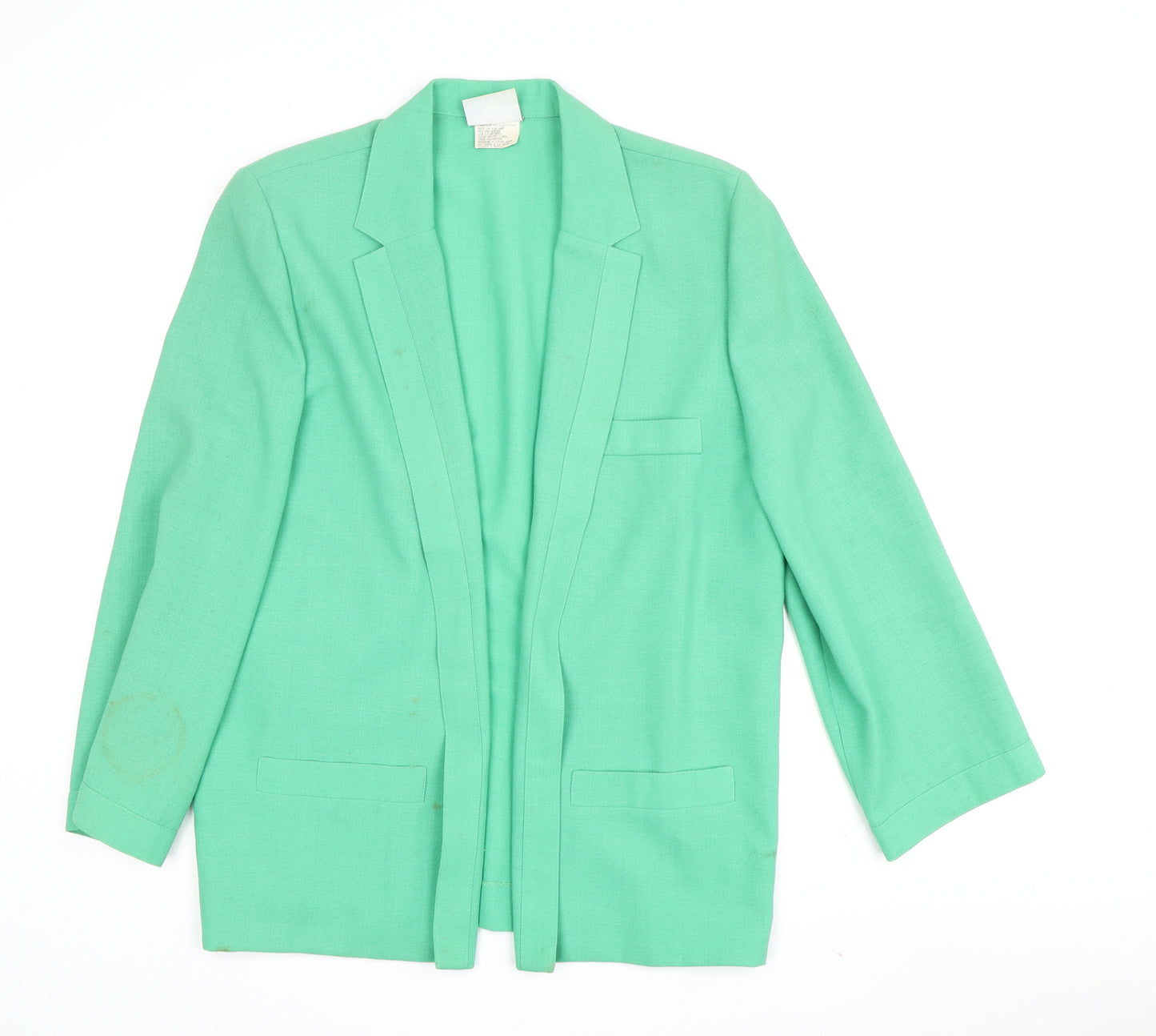 Jacques Vert Women's Green Blazer, Size 16, Vintage Wool Blend