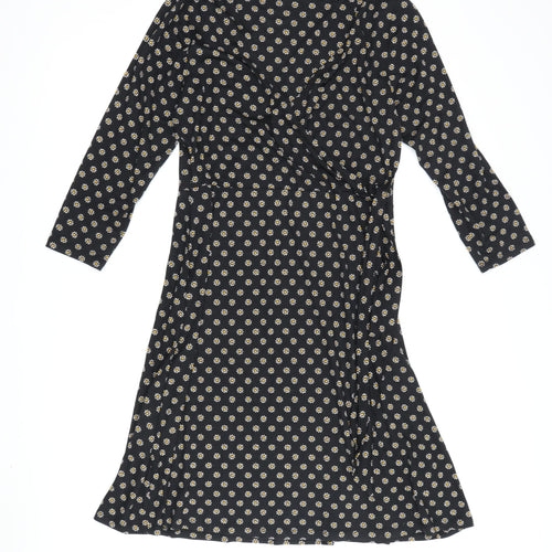 Red Herring Women's Black Floral Wrap Dress Size 12