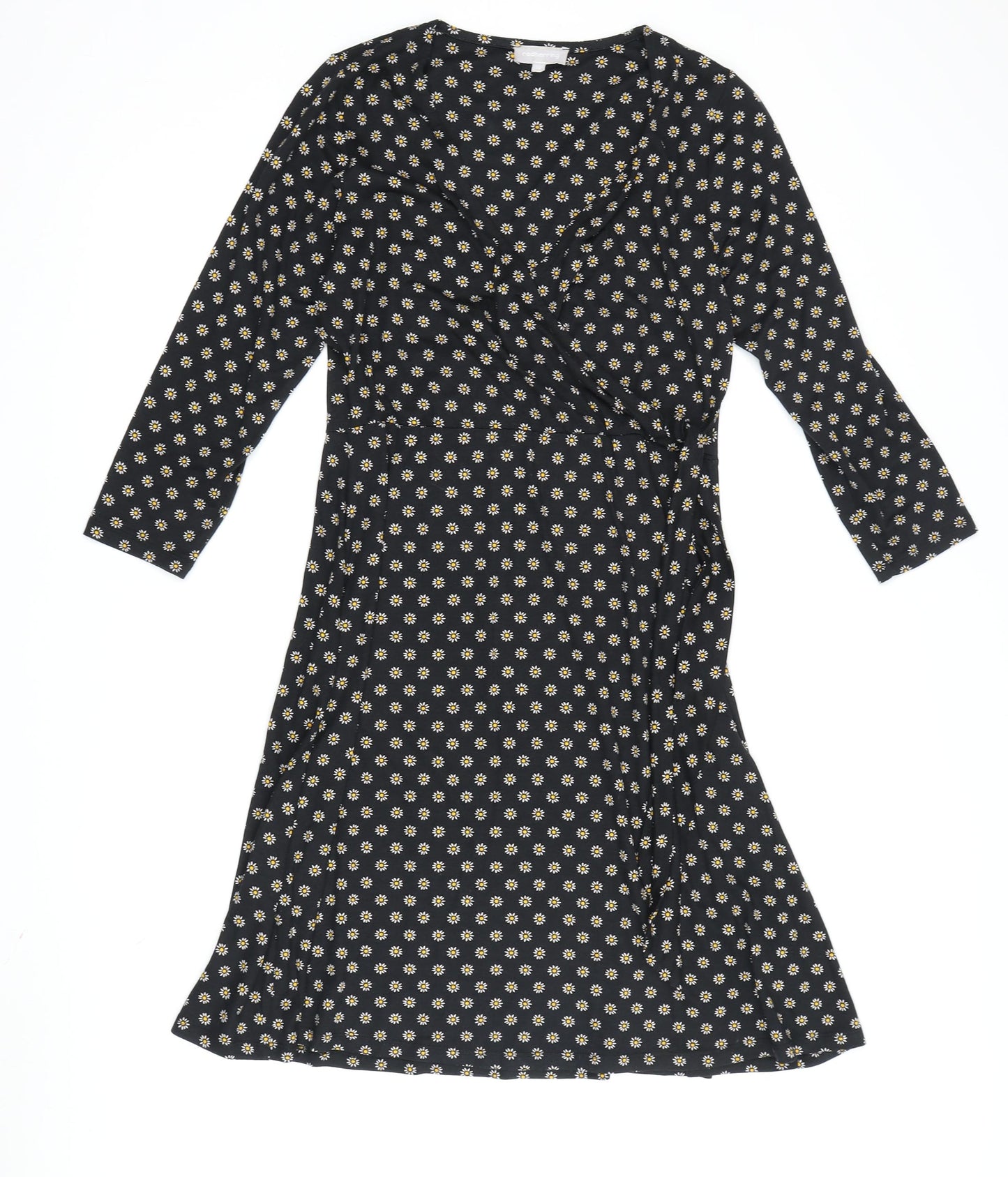 Red Herring Women's Black Floral Wrap Dress Size 12