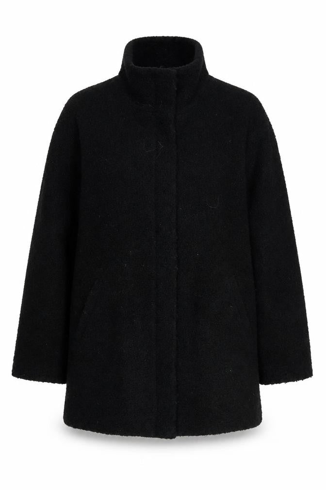 Front view of BHS Women’s Black Wool Blend Coat, size UK 12, Overcoat