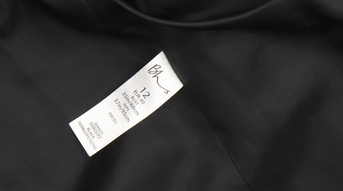 BHS Women’s Black Wool Blend Coat Size 12 Overcoat