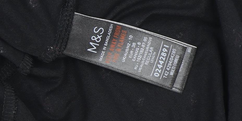 Marks and Spencer Women's Black Floral A-Line Dress