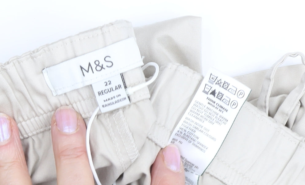 Marks and Spencer Beige Jogger Trousers - Women's Size 22