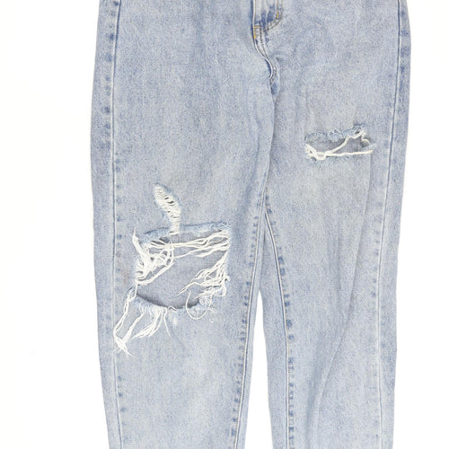 PrettyLittleThing Women's Blue Mom Jeans, Size 10, Distressed