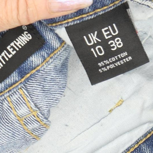 PrettyLittleThing Women's Blue Mom Jeans, Size 10, Distressed
