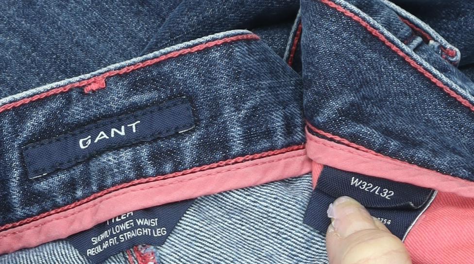 Gant Men's Blue Straight Jeans Size 32 Regular Fit