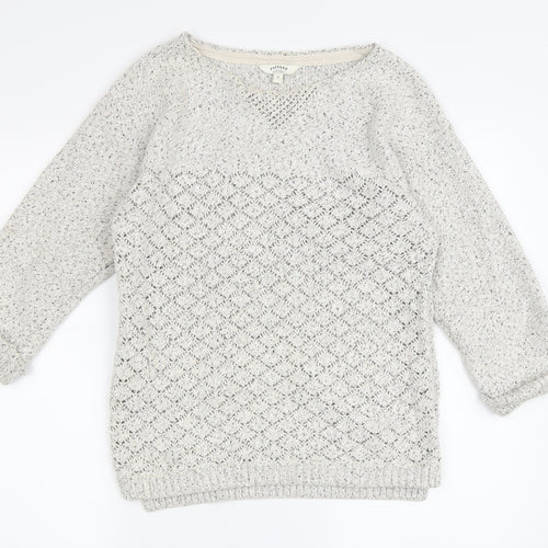 FatFace Women’s Ivory Pullover, Size 8, Open-Knit Jumper