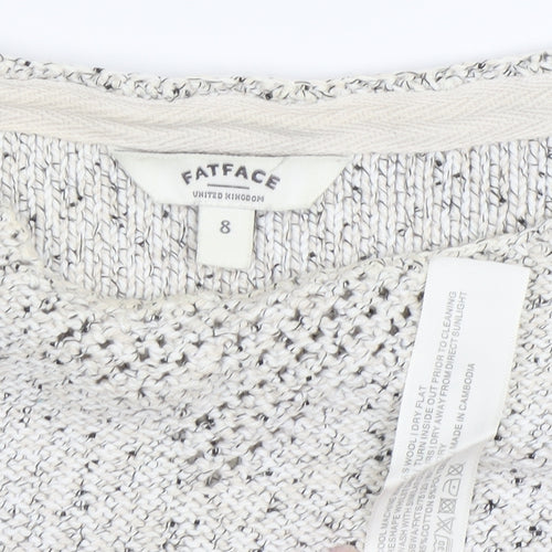 FatFace Women’s Ivory Pullover, Size 8, Open-Knit Jumper