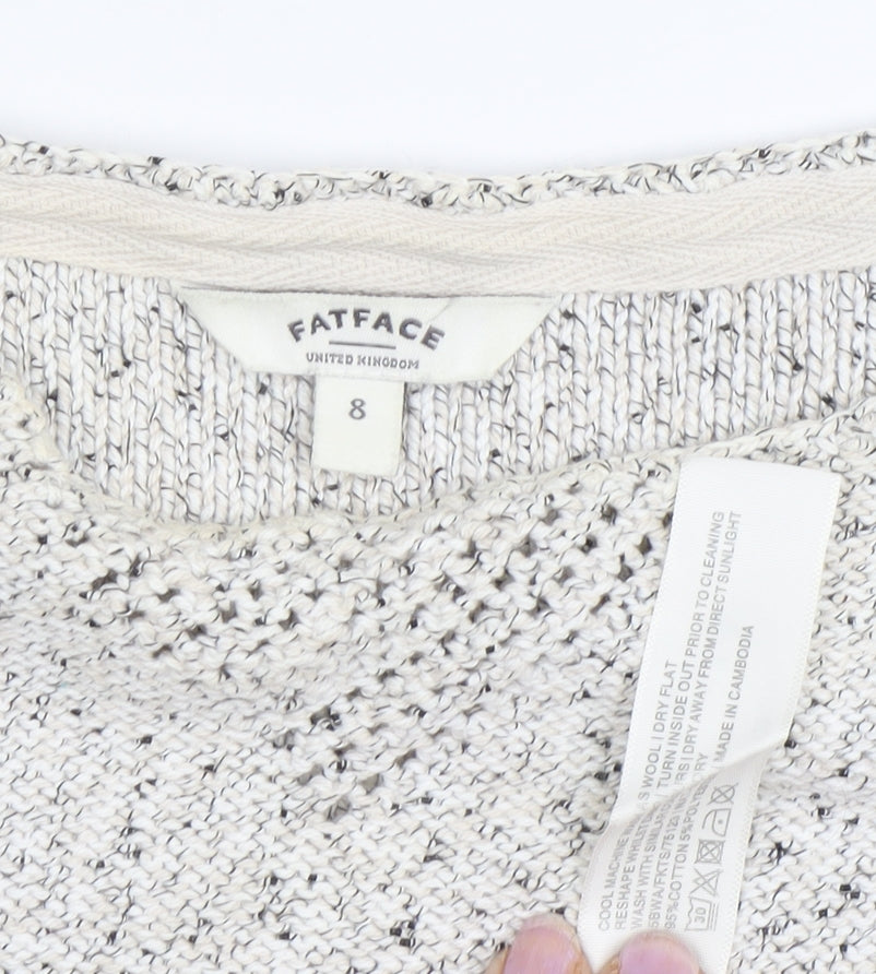 FatFace Women’s Ivory Pullover, Size 8, Open-Knit Jumper