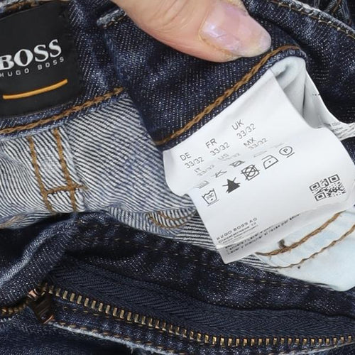 Hugo Boss Men's Blue Straight Slim Jeans - 33