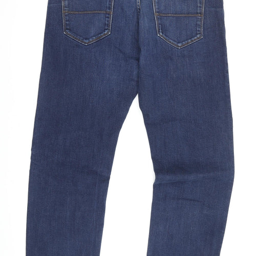 Men's Straight Blue Denim Jeans in Size 36