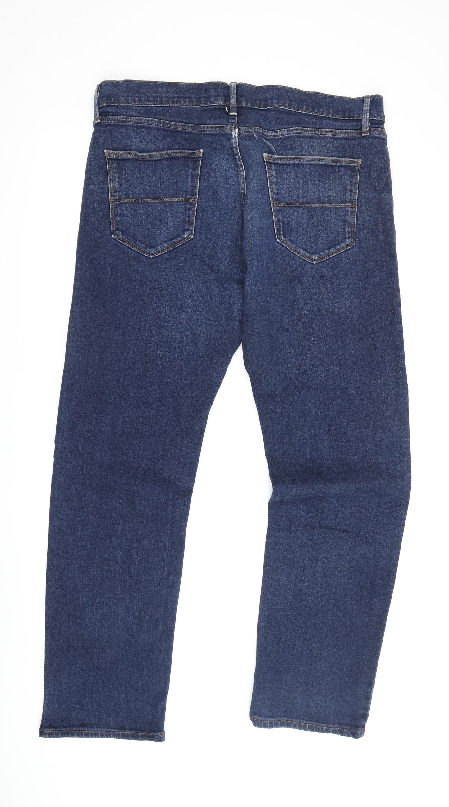 Men's Straight Blue Denim Jeans in Size 36