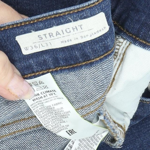 Men's Straight Blue Denim Jeans in Size 36