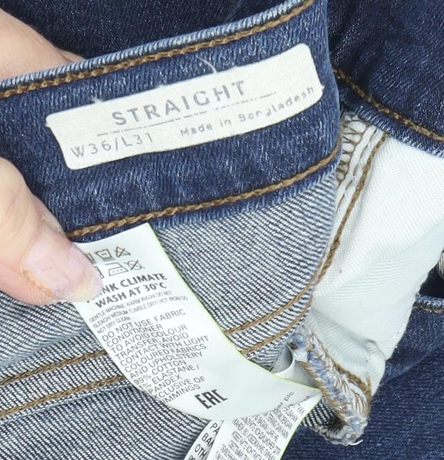 Men's Straight Blue Denim Jeans in Size 36