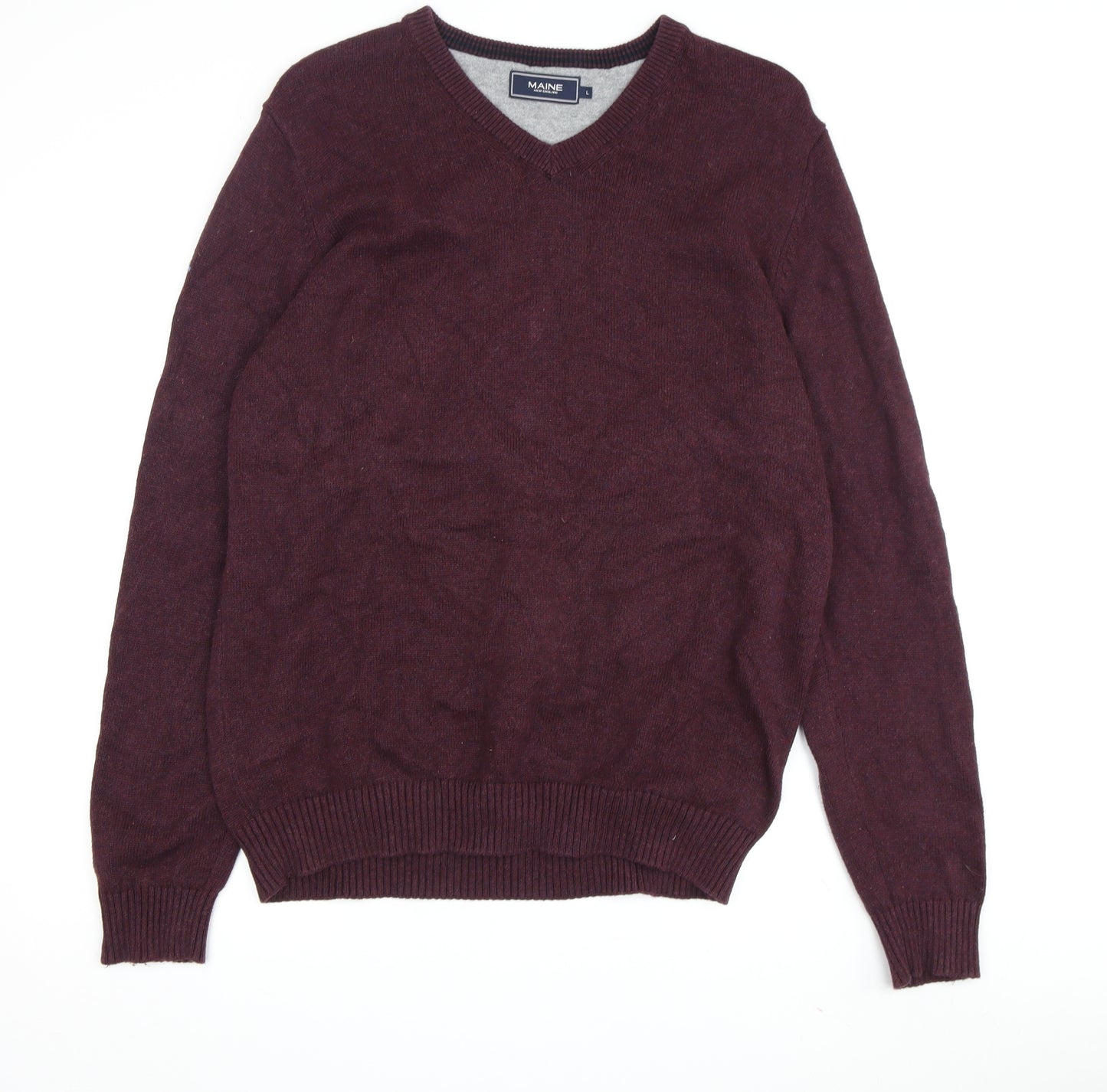 Maine New England Men's Purple V-Neck Pullover Jumper L
