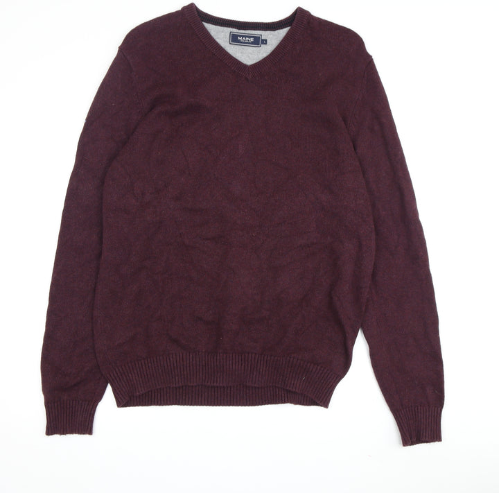 Maine New England Men's Purple V-Neck Pullover Jumper L