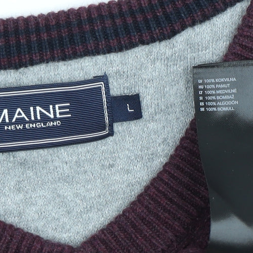 Maine New England Men's Purple V-Neck Pullover Jumper L