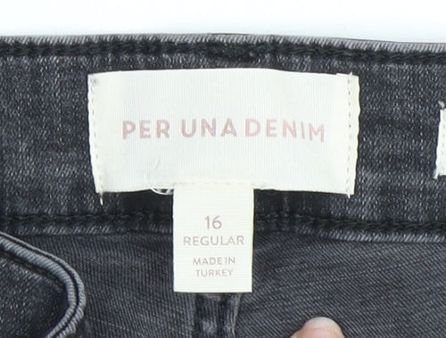 Marks and Spencer Women's Black Slim Flared Jeans, Size 16