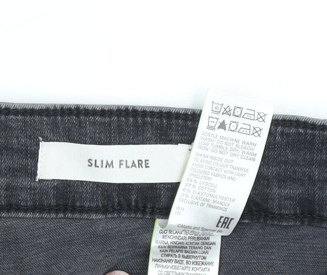 Marks and Spencer Women's Black Slim Flared Jeans, Size 16