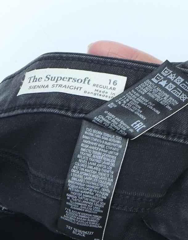 Women's Black Straight The Supersoft Jeans Size 16
