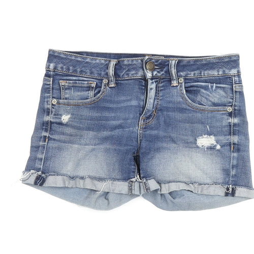 American Eagle Women's Blue Cut-Off Denim Shorts Size 8