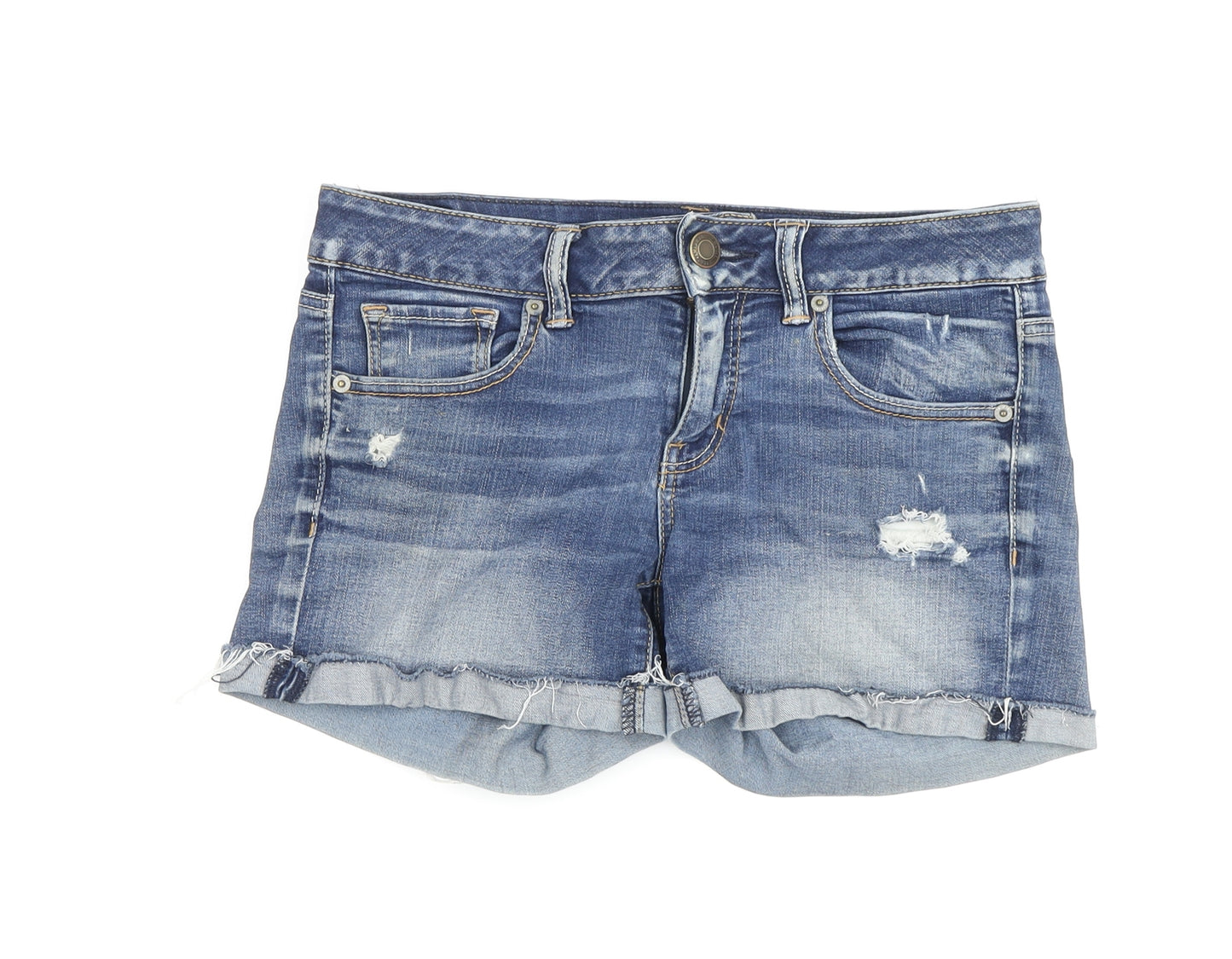 American Eagle Women's Blue Cut-Off Denim Shorts Size 8