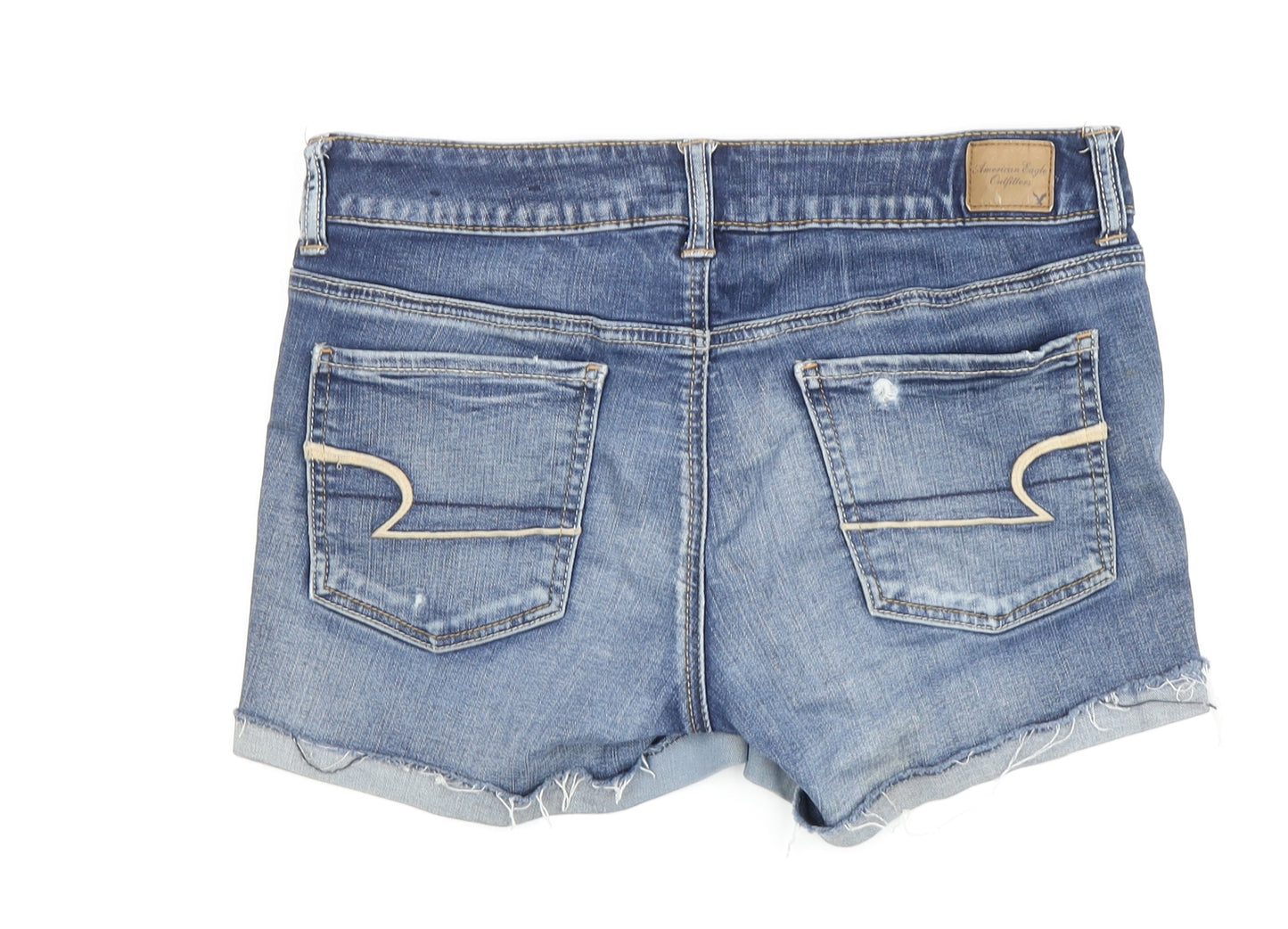 American Eagle Women's Blue Cut-Off Denim Shorts Size 8
