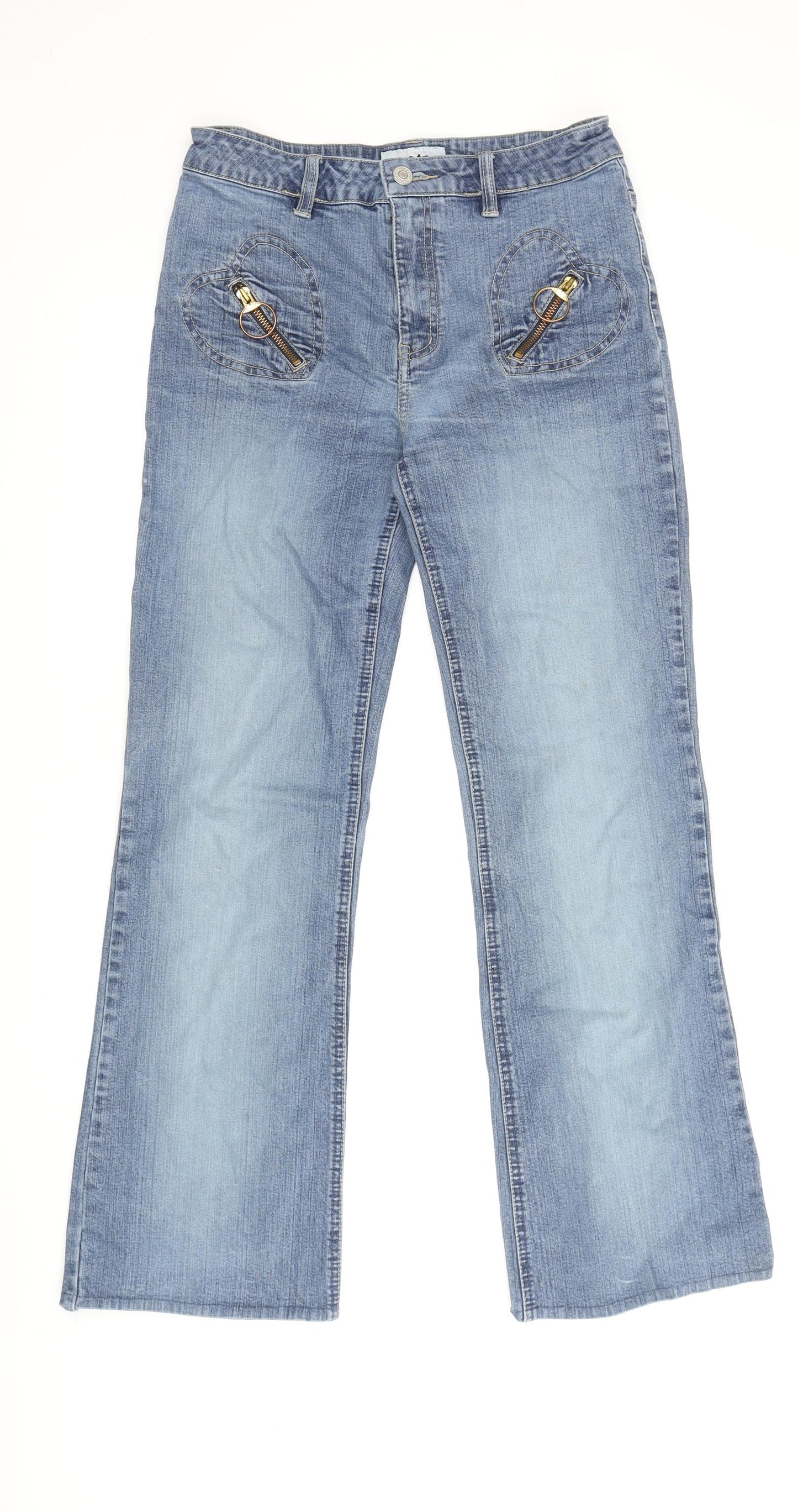 Moto Women's Blue Flared Denim Jeans Size 10